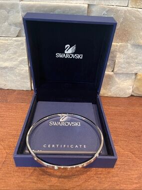 Swarovski Silver Crystal-Accent Bangle Bracelet